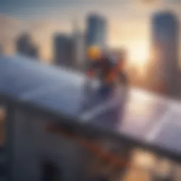 Solar panel installation on a rooftop