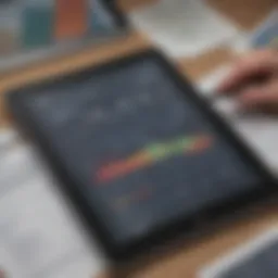 Business valuation metrics on a digital tablet