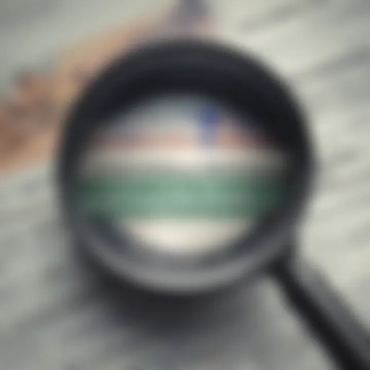 An illustration of a magnifying glass focusing on affordable large cap stock options.