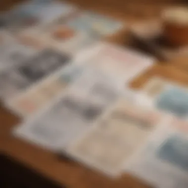 A collection of printed coupons on a wooden table