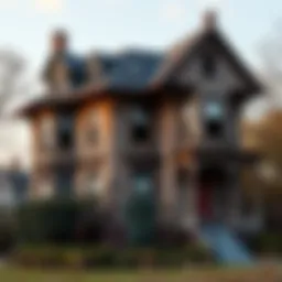 Decaying exterior of a once-grand Victorian house