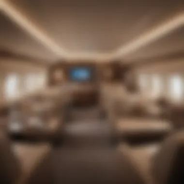Elegant First-Class Cabin Experience Luxurious first-class cabin interior showcasing spacious seating and elegant design
