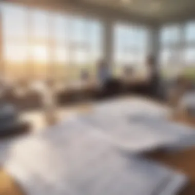 A farmer analyzing financial documents in a sunlit office space