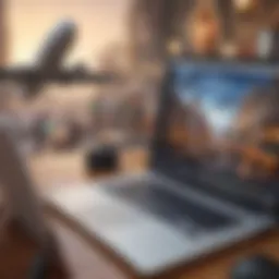 Traveler searching for flight deals on a laptop