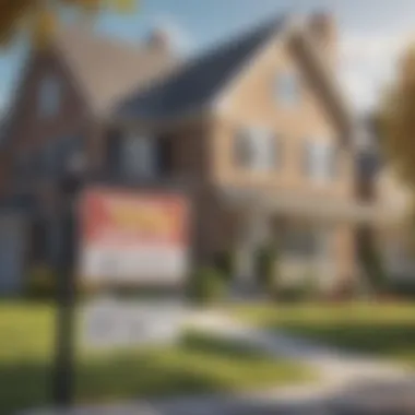 House Sold Sign Representation Illustration of a house with a sold sign.