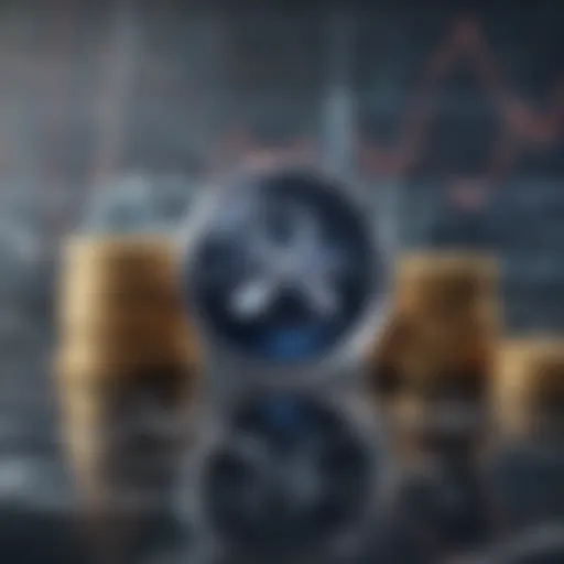 Ripple logo with a backdrop of financial charts