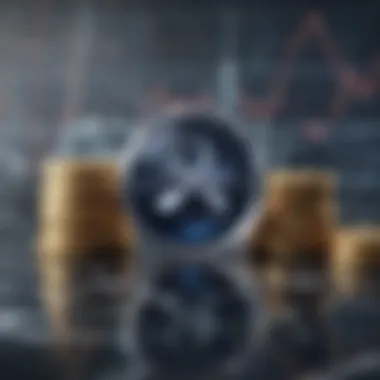 Ripple Logo Against Financial Market Trends Ripple logo with a backdrop of financial charts