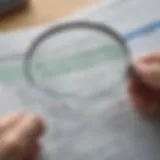 Credit report review with a magnifying glass