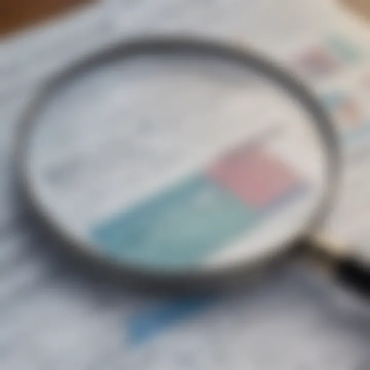 Magnifying glass over financial data