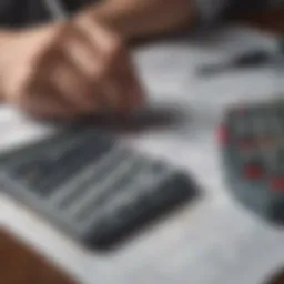 A person calculating finances with a calculator