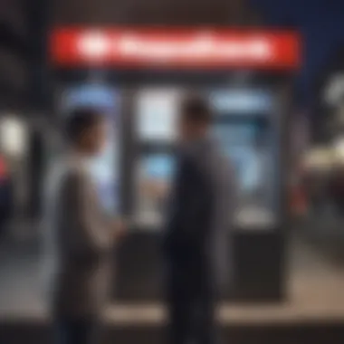 Customer Engaging with KeyBank ATM Customer using KeyBank ATM for a deposit