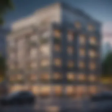 Modern Six-Unit Apartment Building Exterior view of a six-unit apartment building showcasing modern architecture