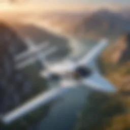 Cessna jet in flight over scenic landscape